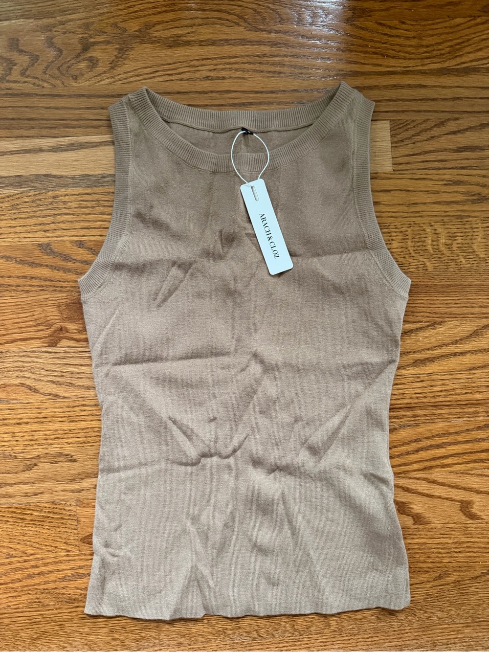 Tan Sleeveless Knit Tank